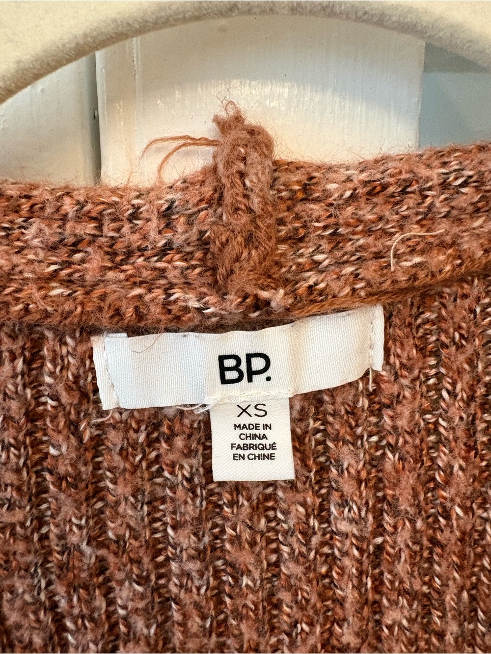 bp Open-Front Ribbed Cardigan in Rust - Picture 3 of 5